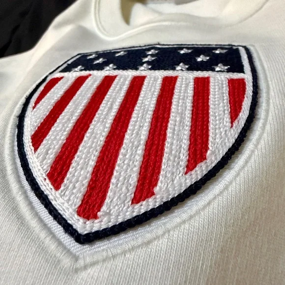 Nike Men's Cream Crewneck Sweater with USA Emblem